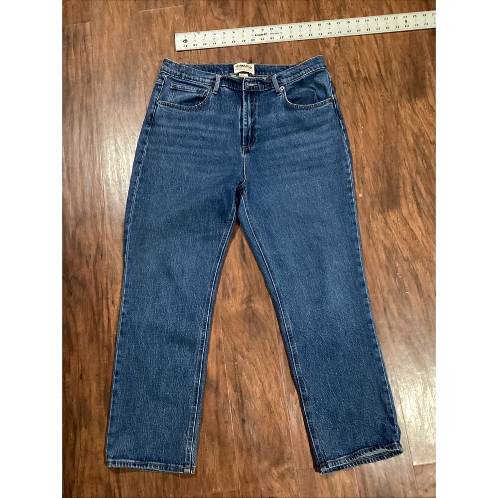 Kirkland Signature Womens Blue Denim Jeans Straight Fit High Rise Size 12